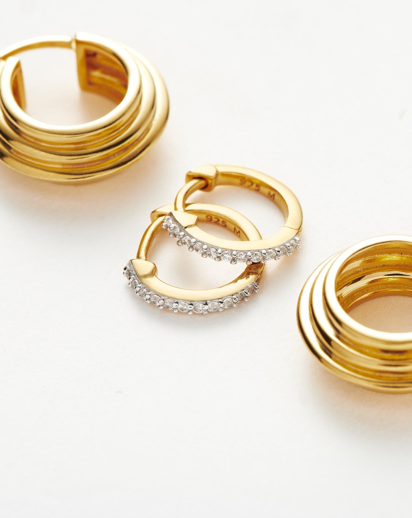 Classic Ridge Mini Hoop Earring Set | 18ct Gold Vermeil