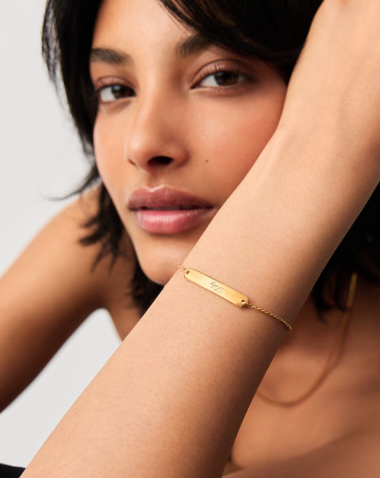 Engravable Bar Chain Bracelet | 18ct Gold Vermeil