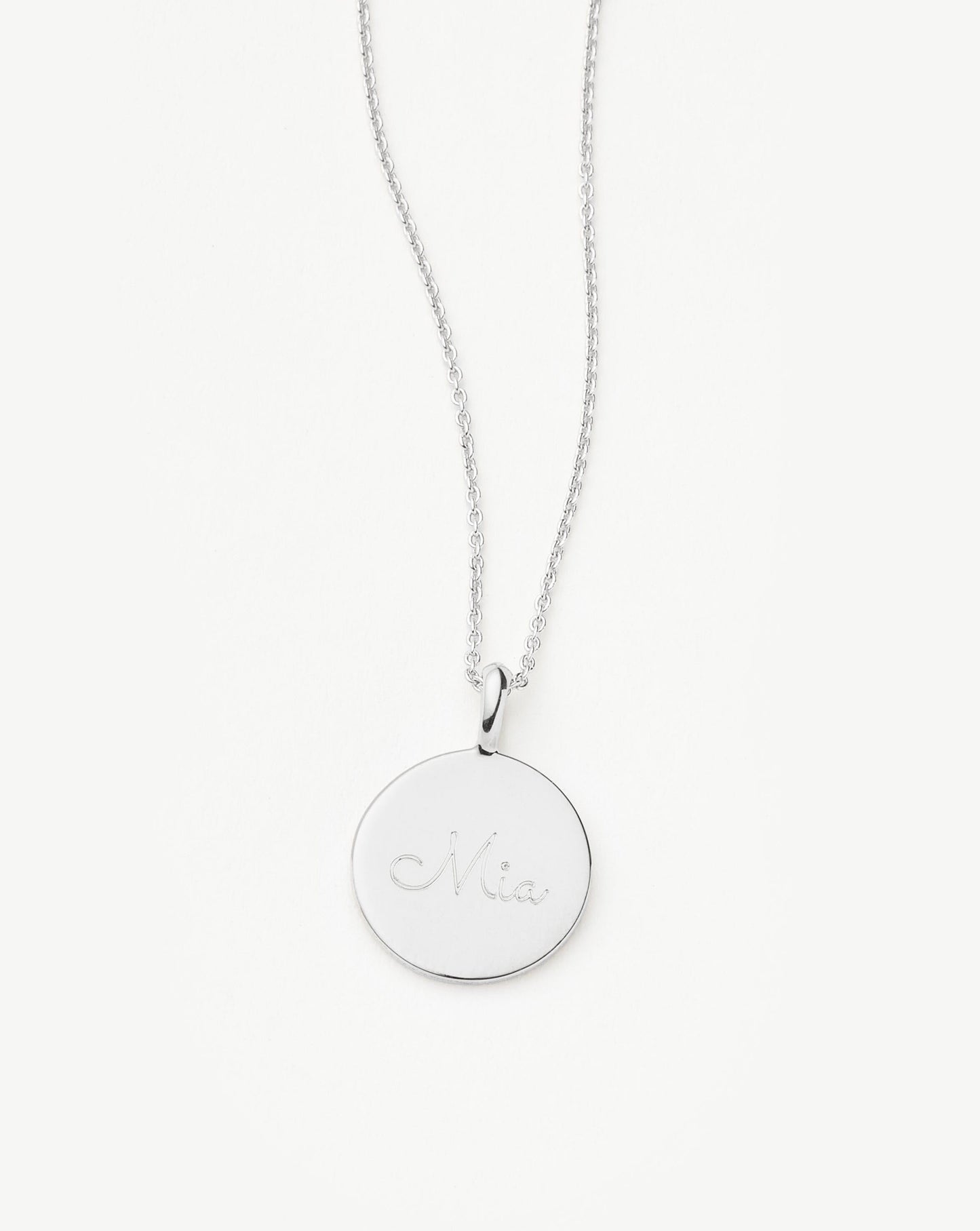 Engravable Round Necklace | Sterling Silver