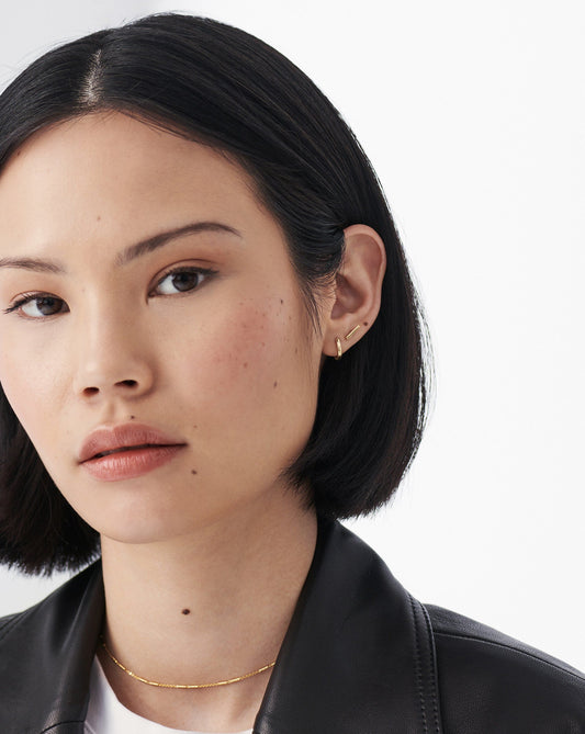 Fine Bar Stud Earrings | 14ct Solid Gold