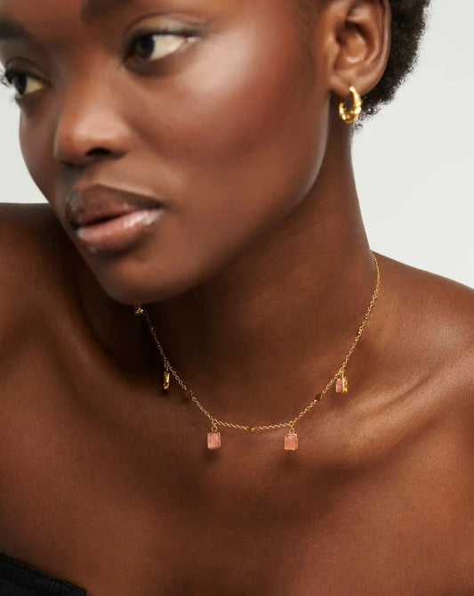 Lena Charm Choker | 18ct Gold Plated/Rhodochrosite