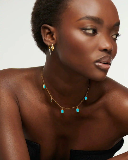 Lena Charm Choker | 18ct Gold Plated/Turquoise