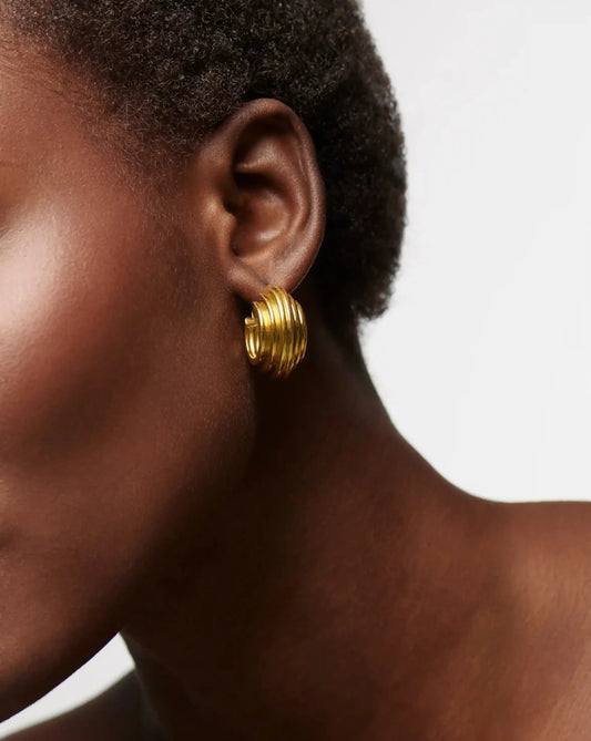 Lucy Williams Medium Chunky Ridge Hoop Earrings