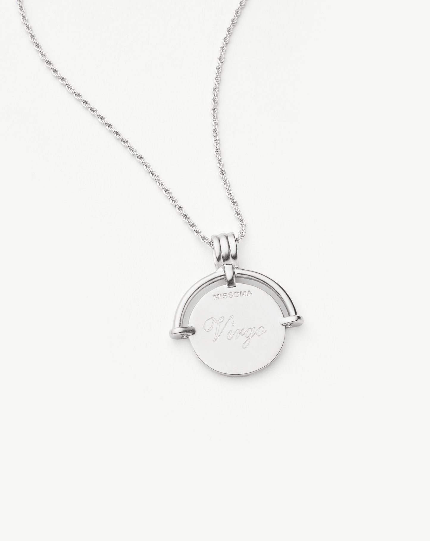 Lucy Williams Medium Engravable Roman Arc Coin Necklace | Silver Plated