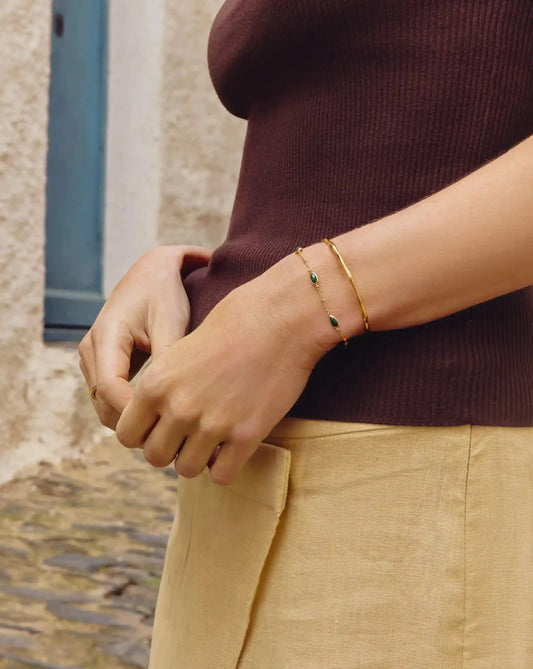 Magma Gemstone & Molten Cuff Bracelet Set | 18ct Gold Vermeil / 18ct Gold Plated