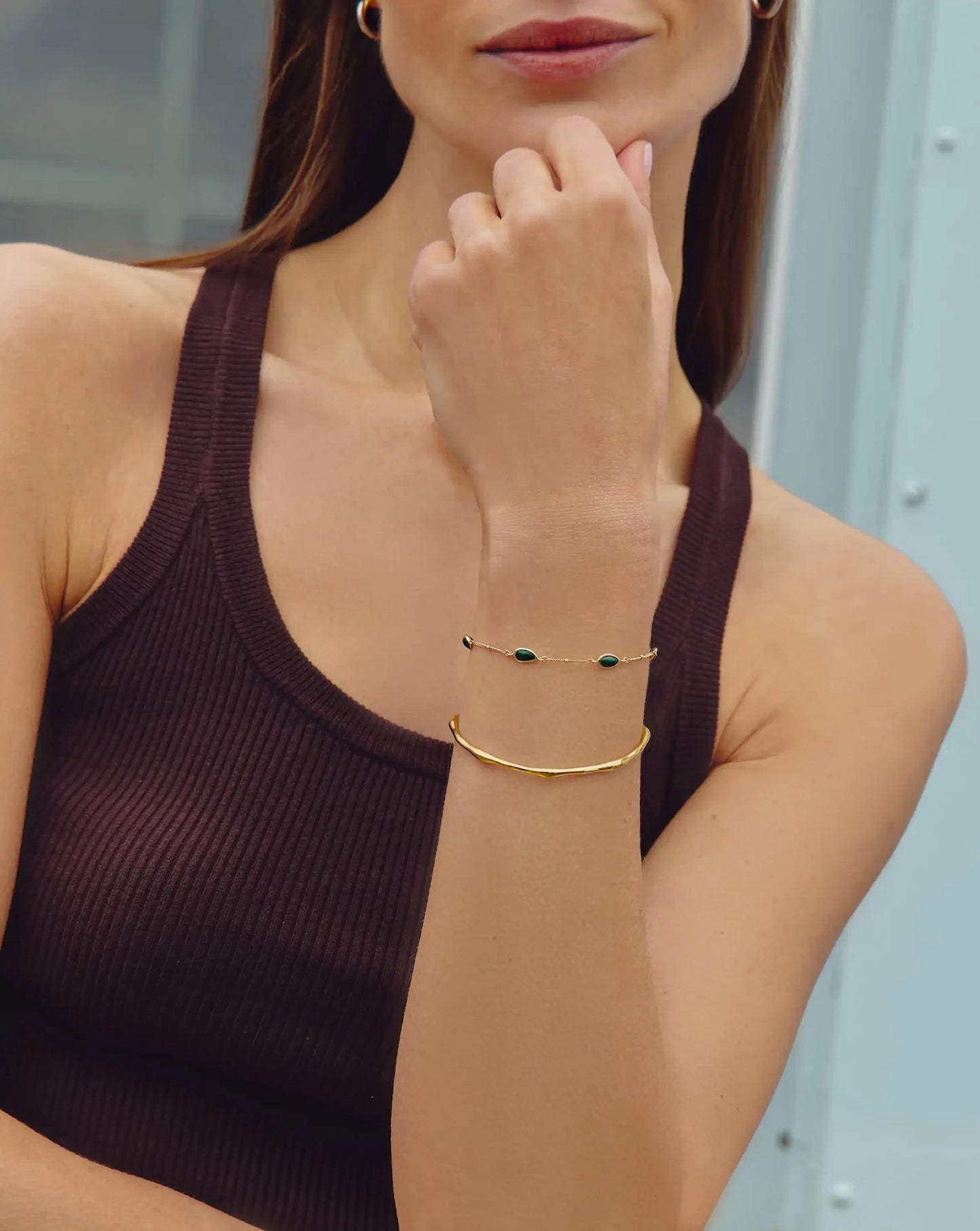 Magma Gemstone & Molten Cuff Bracelet Set | 18ct Gold Vermeil / 18ct Gold Plated