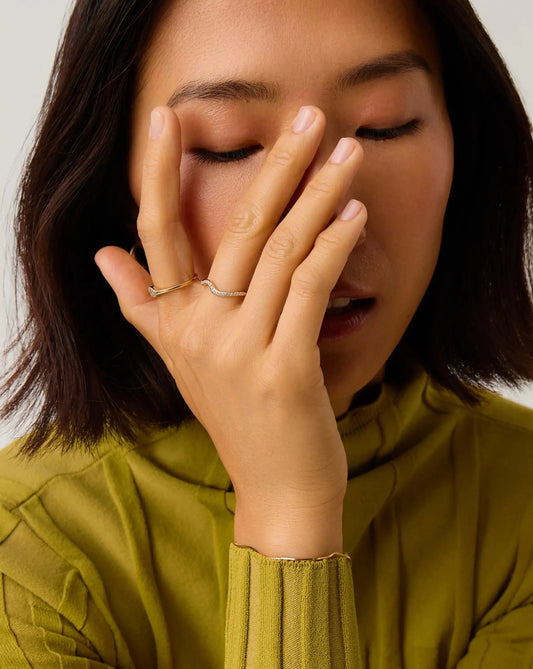 Molten Snow Fine Diamond Stacking Ring | 14ct Solid Gold/Lab Grown Diamonds