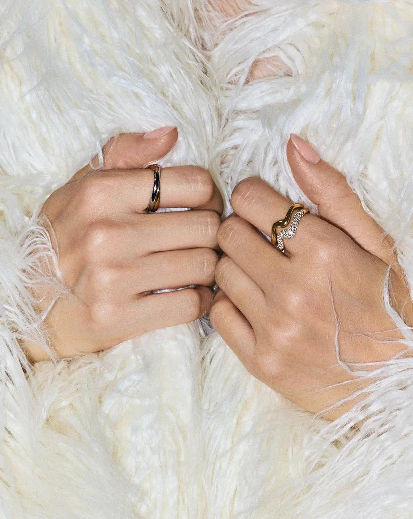 Molten Snow Stacking Ring | 18ct Gold Vermeil/Cubic Zirconia