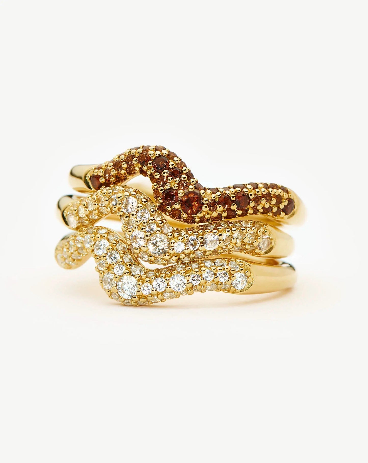 Molten Snow Stacking Ring Set | 18ct Gold Vermeil