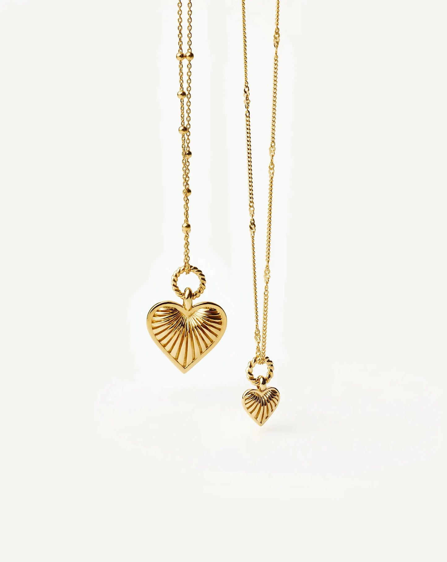Ridge Heart Charm Pendant Necklace | 18ct Gold Plated