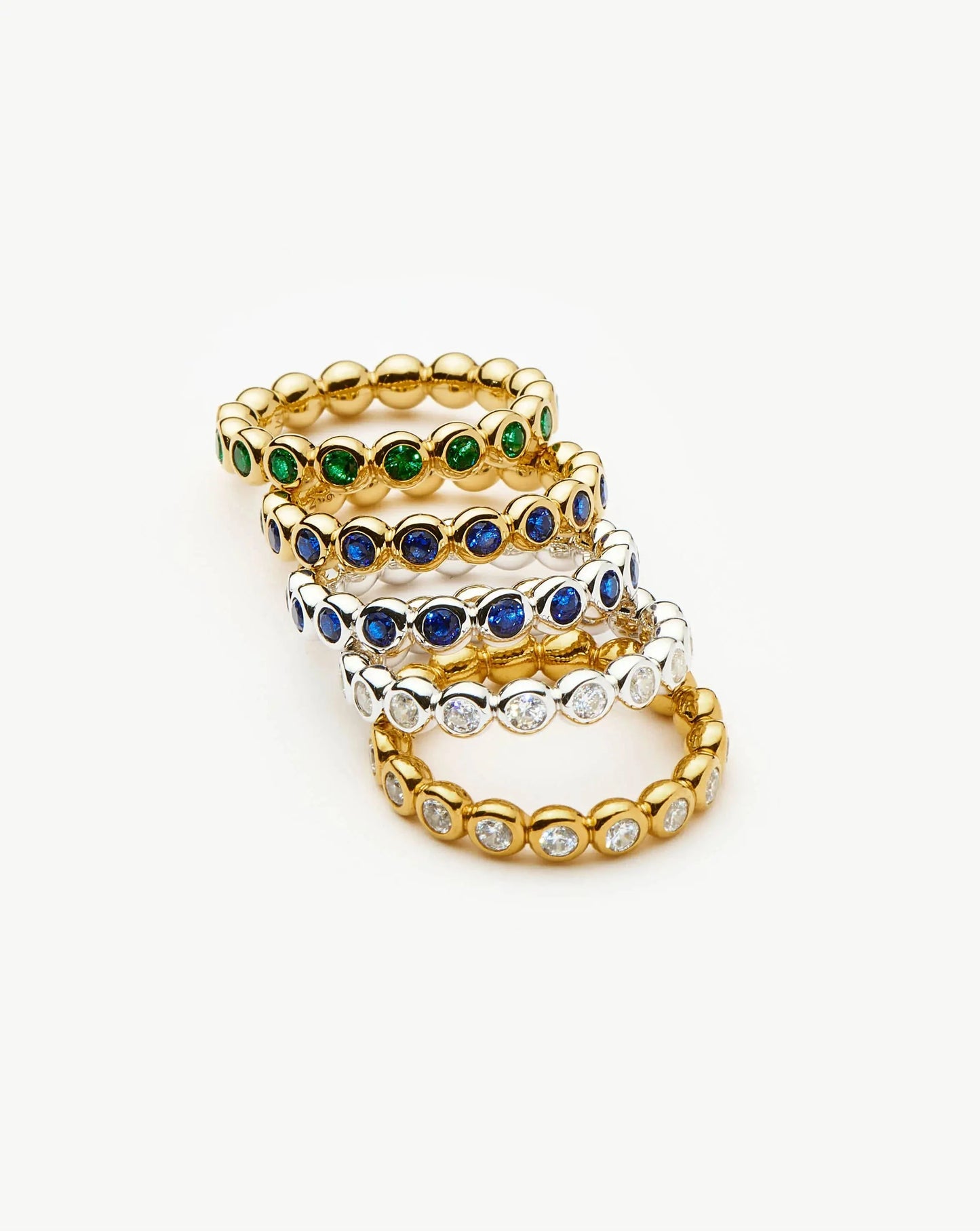Tennis Eternity Stacking Ring | 18ct Gold Vermeil/Emerald Green Nano-crystal
