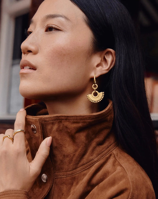 Zenyu Fan Chandelier Hoop Earrings