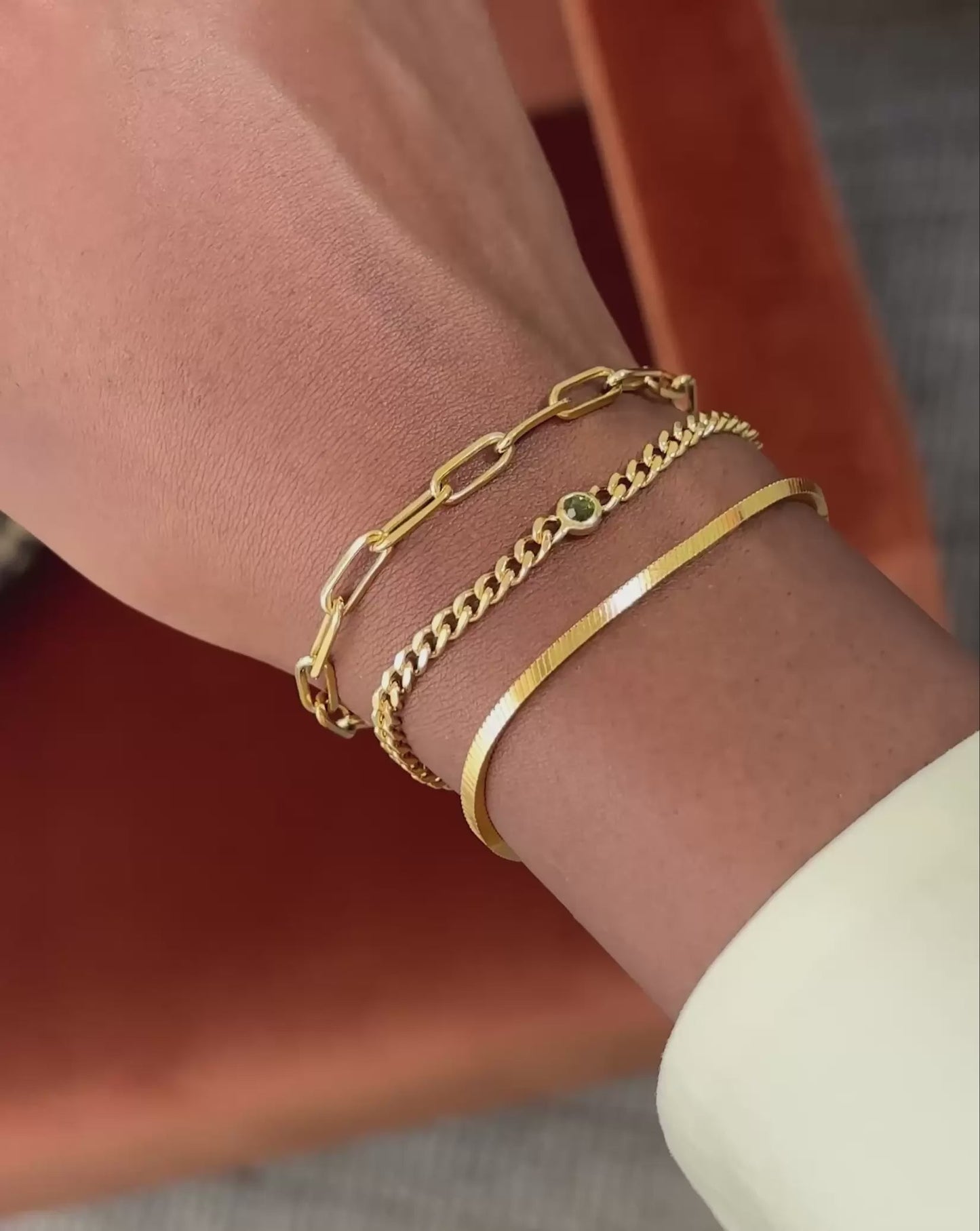 August Birthstone Chain Bracelet | 18ct Gold Plated Vermeil/Peridot