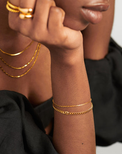 April Birthstone Chain Bracelet | 18ct Gold Plated Vermeil/Crystal