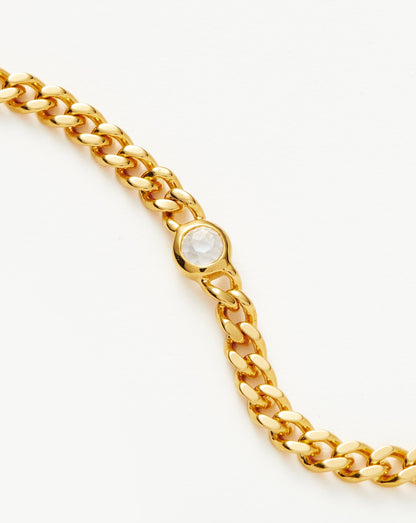 April Birthstone Chain Bracelet | 18ct Gold Plated Vermeil/Crystal