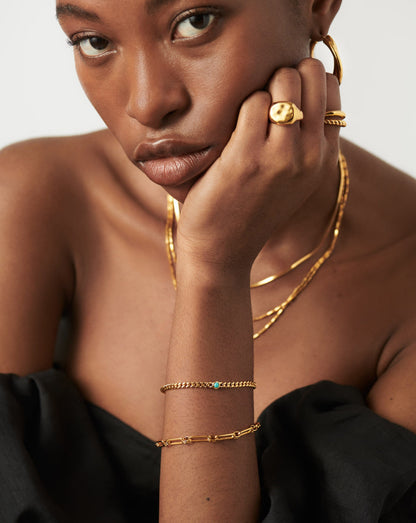 December Birthstone Chain Bracelet | 18ct Gold Plated Vermeil/Turquoise