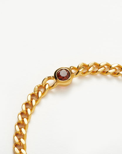 January Birthstone Chain Bracelet | 18ct Gold Plated Vermeil/Garnet