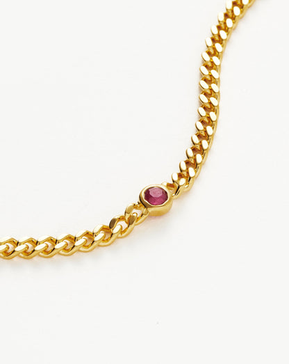 July Birthstone Chain Bracelet | 18ct Gold Plated Vermeil/Ruby