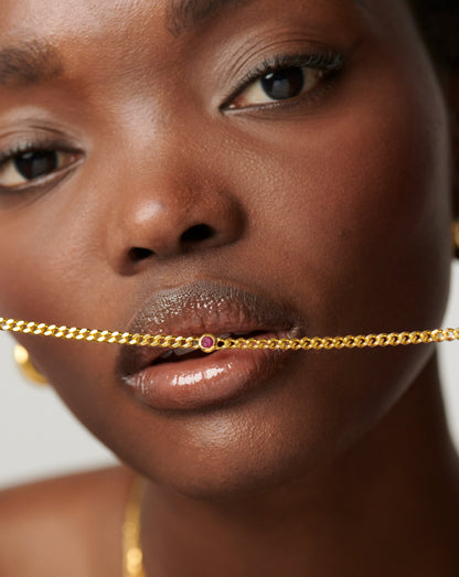 July Birthstone Chain Bracelet | 18ct Gold Plated Vermeil/Ruby