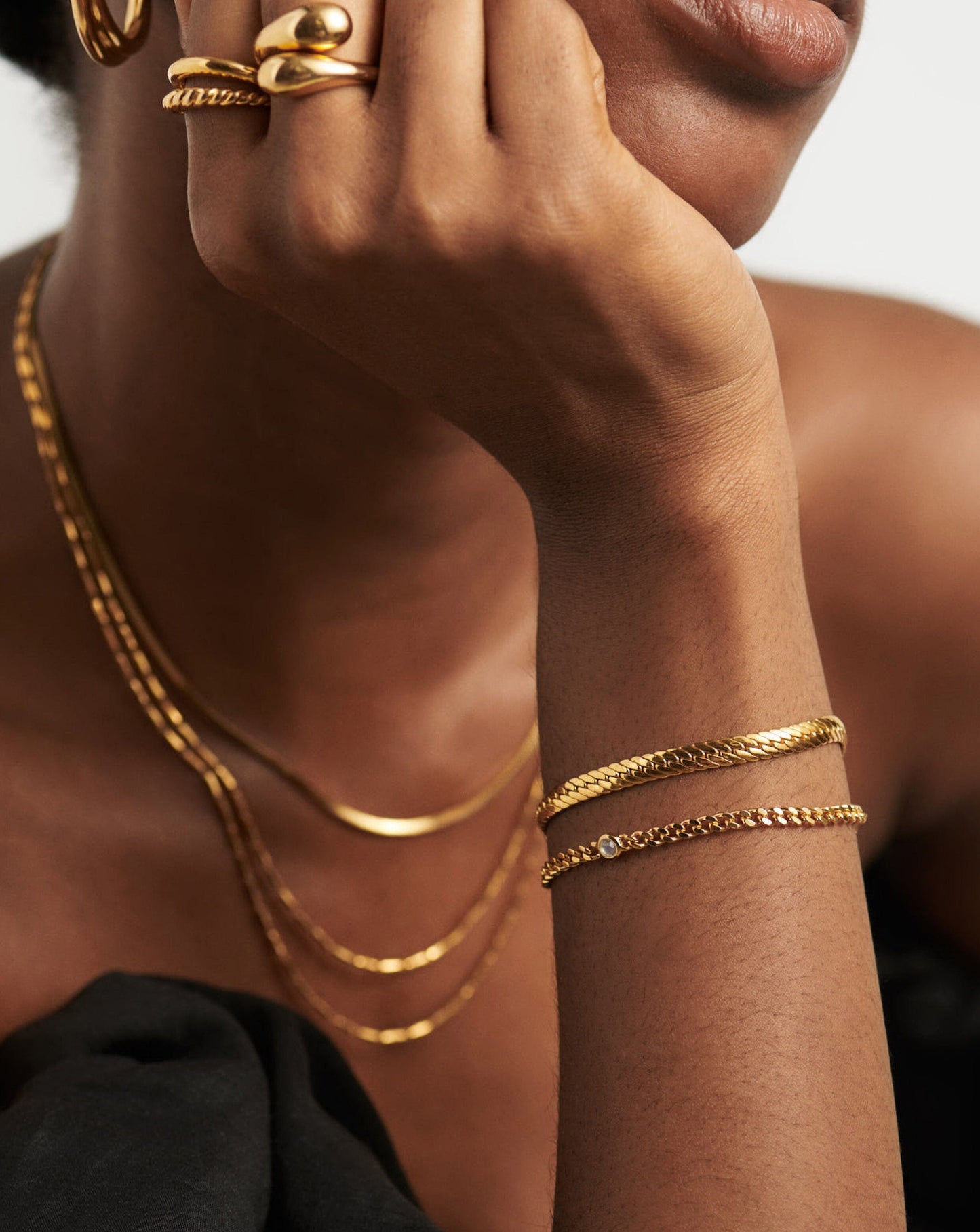 June Birthstone Chain Bracelet | 18ct Gold Plated Vermeil/Rainbow Moonstone