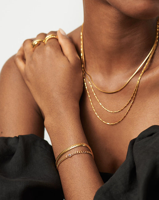 June Birthstone Chain Bracelet | 18ct Gold Plated Vermeil/Rainbow Moonstone