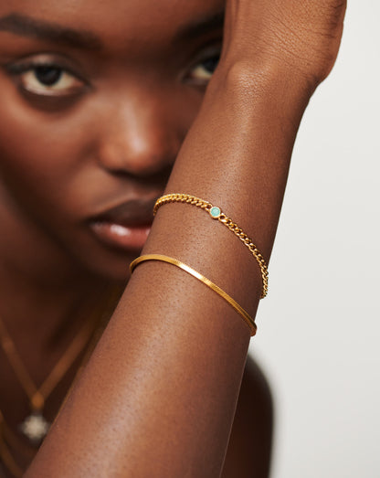 March Birthstone Chain Bracelet | 18ct Gold Plated Vermeil/Aqua Chalcedony