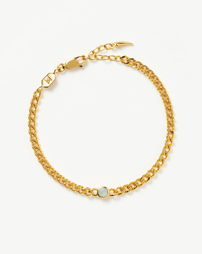 March Birthstone Chain Bracelet | 18ct Gold Plated Vermeil/Aqua Chalcedony