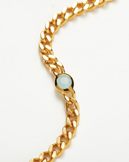 March Birthstone Chain Bracelet | 18ct Gold Plated Vermeil/Aqua Chalcedony