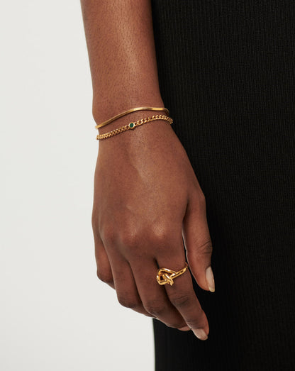 May Birthstone Chain Bracelet | 18ct Gold Plated Vermeil/Green Onyx