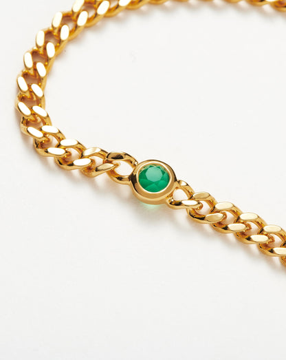 May Birthstone Chain Bracelet | 18ct Gold Plated Vermeil/Green Onyx
