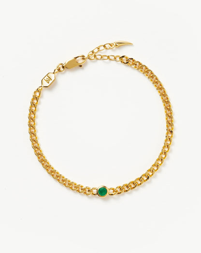 May Birthstone Chain Bracelet | 18ct Gold Plated Vermeil/Green Onyx