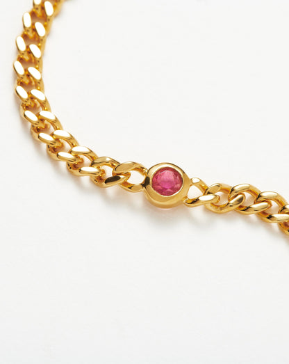 October Birthstone Chain Bracelet | 18ct Gold Plated Vermeil/Pink Tourmaline
