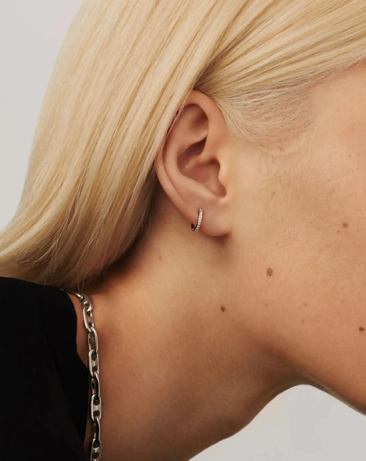 Classic Pave Huggies | Sterling Silver/Cubic Zirconia