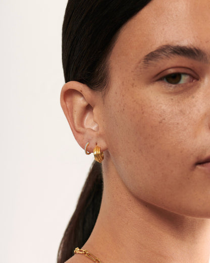 Classic Ridge Mini Hoop Earring Set | 18ct Gold Vermeil