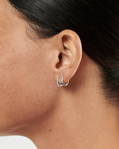 Claw Huggies | Sterling Silver/Pavé