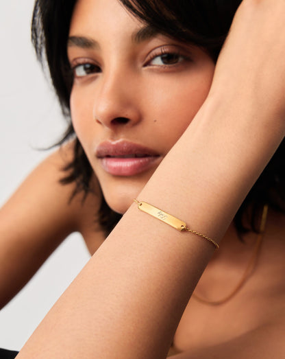 Engravable Bar Chain Bracelet | 18ct Gold Vermeil