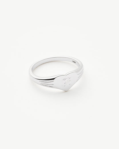 Engravable Heart Signet Ring | Sterling Silver