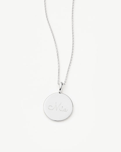 Engravable Round Necklace | Sterling Silver