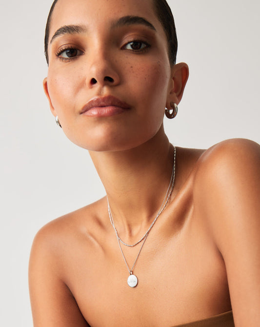 Engravable Round Necklace | Sterling Silver
