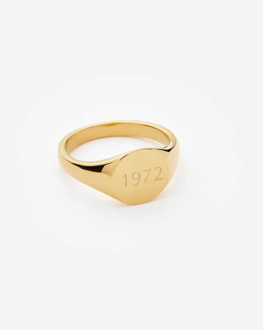 Engravable Round Signet Ring | 18ct Gold Vermeil