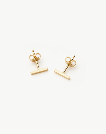 Fine Bar Stud Earrings | 14ct Solid Gold