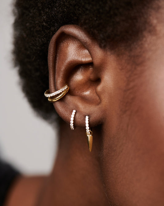 Fine Classic Diamond Single Huggie | 14ct Solid Gold