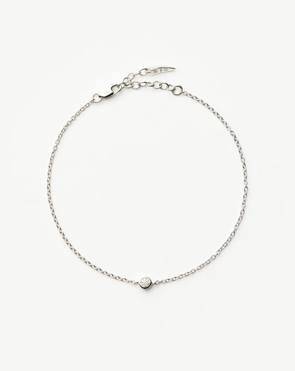 Fine Diamond Solitaire Bracelet | 14ct Solid White Gold/Diamond