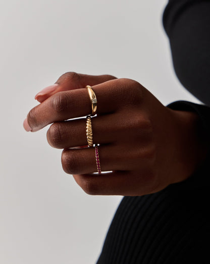 Fine Half Eternity Ruby Ring | 14ct Solid Gold/Ruby