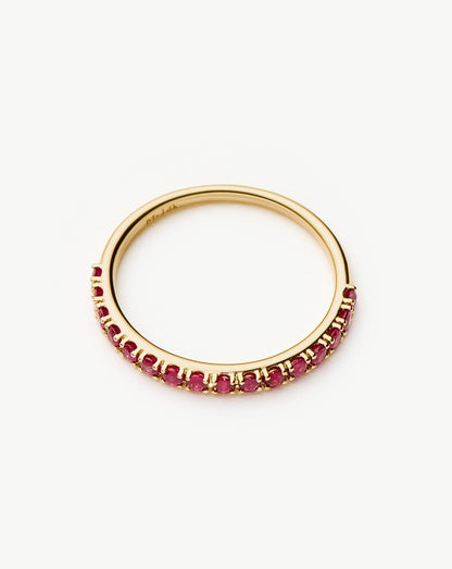 Fine Half Eternity Ruby Ring | 14ct Solid Gold/Ruby