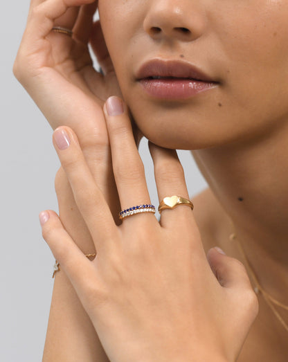 Fine Half Sapphire Eternity Ring | 14ct Solid Gold/Sapphire