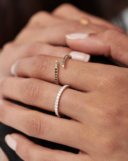 Fine Slim Half Eternity Ring | 14ct Solid Gold/Diamond