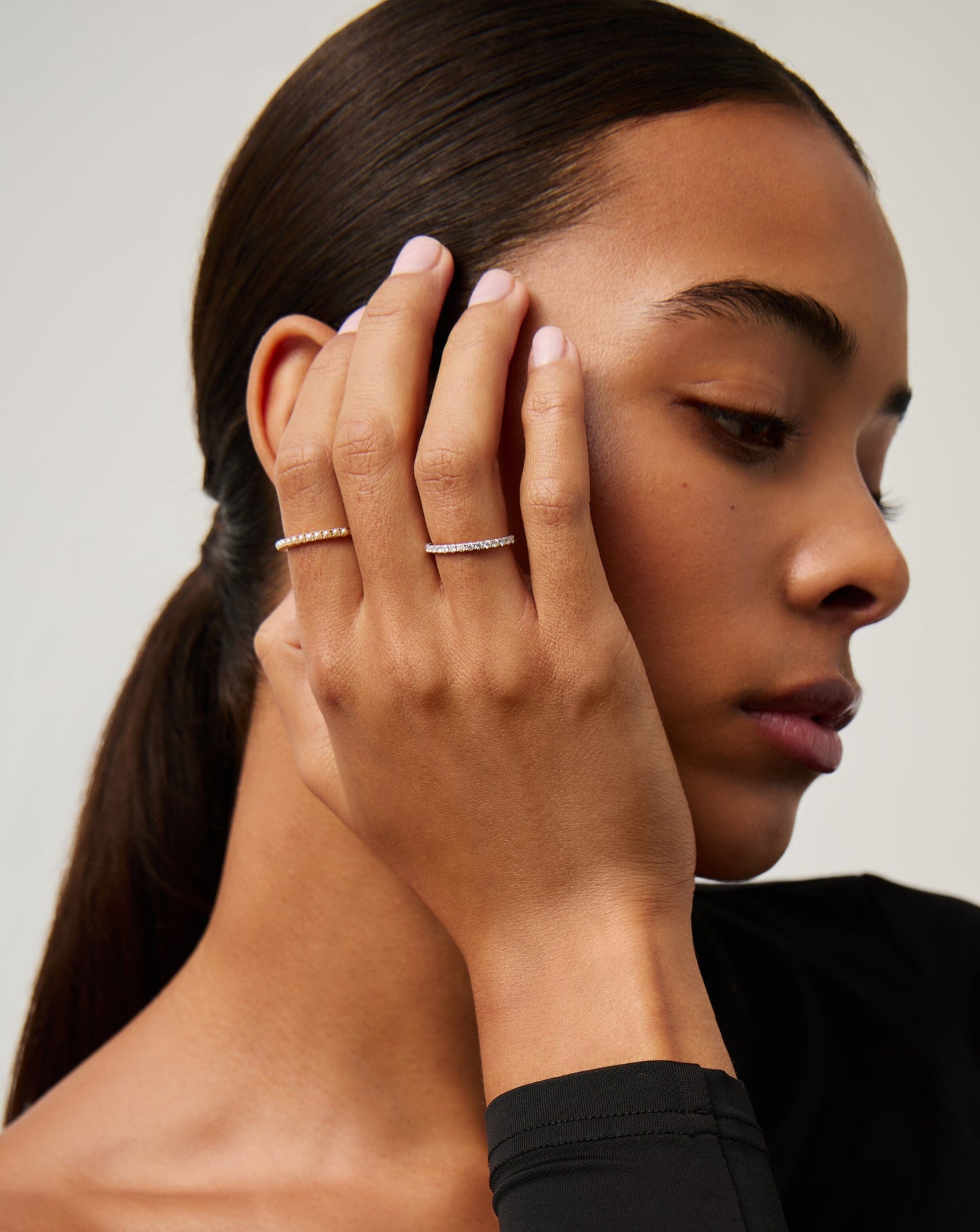 Fine Slim Half Eternity Ring | 14ct Solid Gold/Diamond