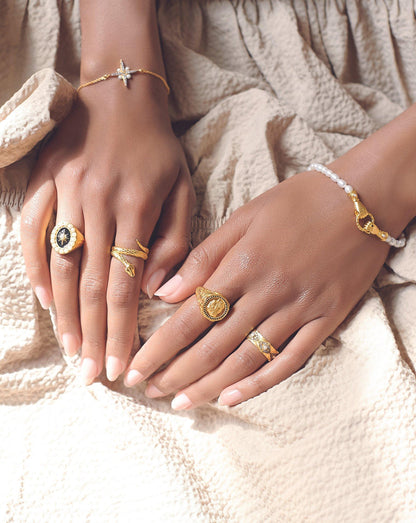 Harris Reed Coiled Serpent Ring | 18ct Gold Plated