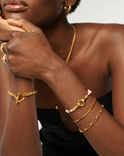 Harris Reed In Good Hands Beaded Gemstone Bracelet | 18ct Gold Plated/Multi Gemstone & Pearl